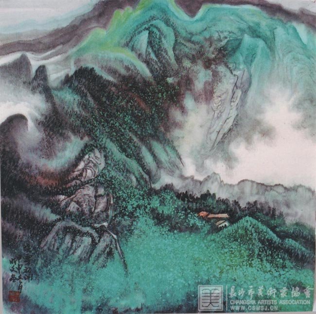 《山乡春晓》  国画·2009年（68cm×68cm）